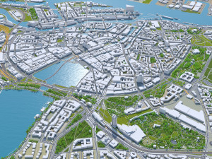 Hamburg downtown city Germany 8km 3D Model