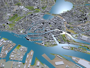 Hamburg downtown city Germany 8km 3D Model