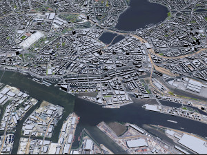 Hamburg downtown city Germany 8km 3D Model