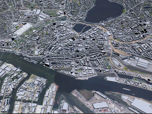 Hamburg downtown city Germany 8km 3D Model