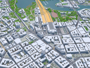 Helsinki downtown city Finland 11km 3D Model