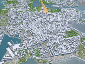 Helsinki downtown city Finland 11km 3D Model