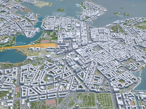 Helsinki downtown city Finland 11km 3D Model