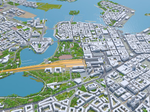 Helsinki downtown city Finland 11km 3D Model
