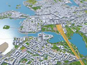 Helsinki downtown city Finland 11km 3D Model