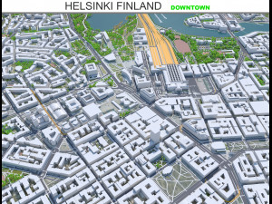 Helsinki downtown city Finland 11km 3D Model