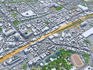 Hsinchu downtown city Taiwan 6km 3D Model
