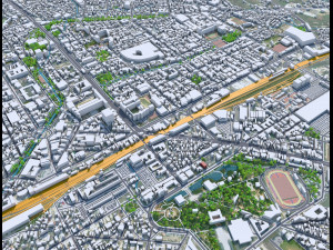 Hsinchu downtown city Taiwan 6km Model 3D