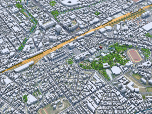 Hsinchu downtown city Taiwan 6km Model 3D