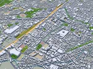Hsinchu downtown city Taiwan 6km Model 3D