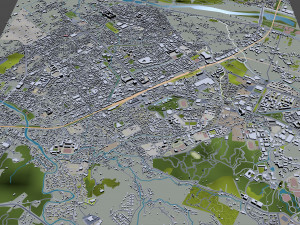 Hsinchu downtown city Taiwan 6km Model 3D