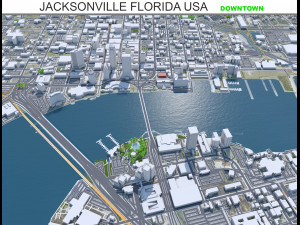 Jacksonville downtown city Florida USA 7km 3Dモデル