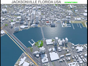 Jacksonville pusat kota Florida AS 7km Model 3D