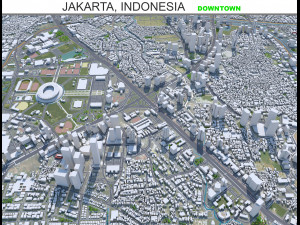 Jakarta downtown city Indonesia 8km 3D Model