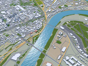 Kansas downtown City Missouri USA 10km 3D Model