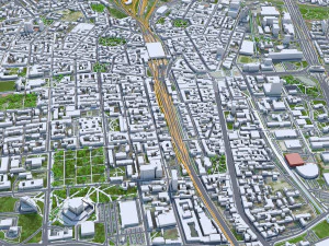 Katowice downtown city Poland 8km 3D Model