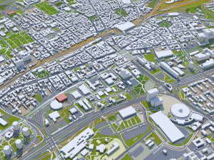 Katowice downtown city Poland 8km 3D Model