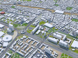 Katowice downtown city Poland 8km 3D Model