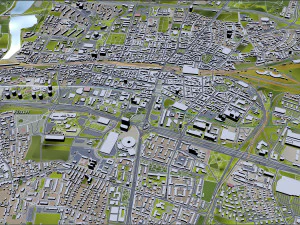 Katowice downtown city Poland 8km 3D Model