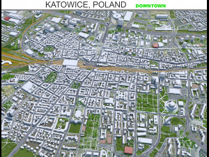 Katowice downtown city Poland 8km 3D मॉडल
