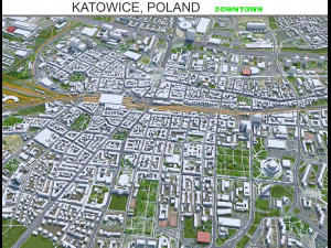 Cidade de Katowice no centro da Pol&ocirc;nia 8 km Modelo 3D