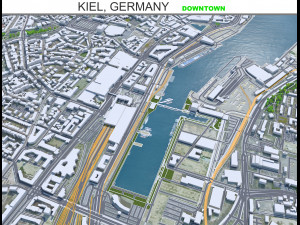Kiel downtown city Germany 8km Model 3D