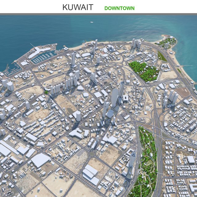 Kuwait downtown city 25km Modelo 3D .c4d .max .obj .3ds .fbx .stl .blend 