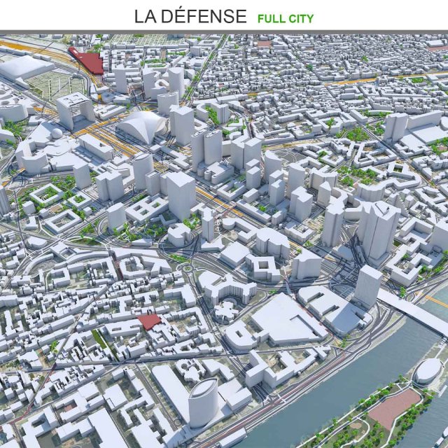 La Defense downtown city France 10km 3D 모델 .c4d .max .obj .3ds .fbx .stl .blend 