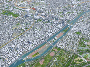 La Defense downtown city France 10km 3D Model