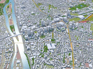 La Defense downtown city France 10km 3D Model
