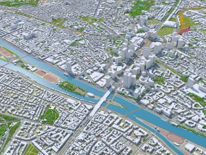 La Defense downtown city France 10km 3D 모델