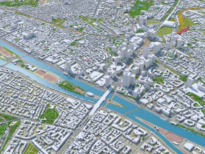La Defense downtown city France 10km 3D Model