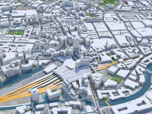 Leeds downtown city UK 8km 3D Модель