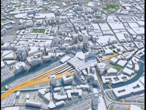 Leeds downtown city UK 8km 3D Model