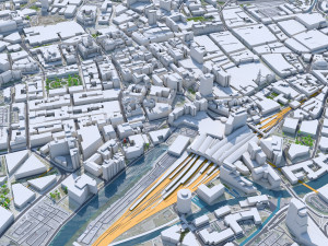 Leeds downtown city UK 8km 3D Модель