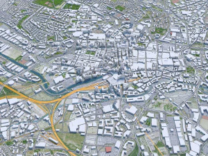 Leeds downtown city UK 8km 3D Model