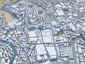 Leeds downtown city UK 8km 3D Модель