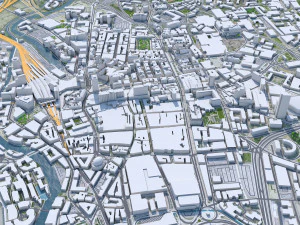 Leeds downtown city UK 8km 3D Model