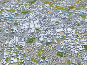 Leeds downtown city UK 8km 3D Model