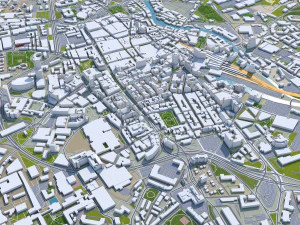 Leeds downtown city UK 8km 3D Model