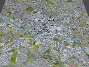 Leeds downtown city UK 8km 3D Model