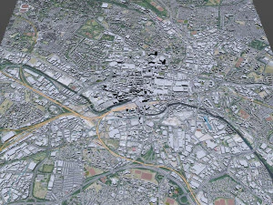 Leeds downtown city UK 8km 3D Model