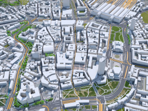 Leipzig downtown city Germany 6km 3D 模型