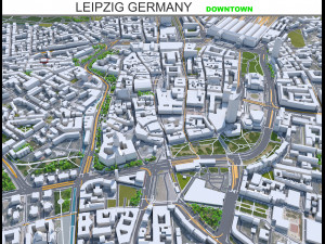 Leipzig downtown city Germany 6km 3D Model