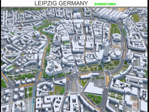 Centrum miasta Lipsk Niemcy 6 km Model 3D