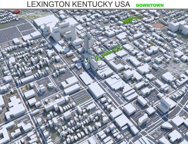 Lexington downtown city Kentucky USA 5km Modelo 3D .c4d .max .obj .3ds .fbx .stl .blend 