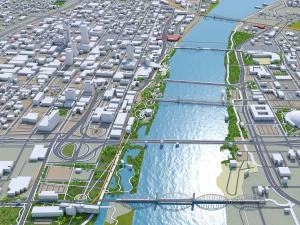 Little Rock downtown city Arkansas USA 6km 3D Model