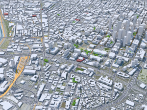 Los Angeles downtown city California USA 8km 3D Model