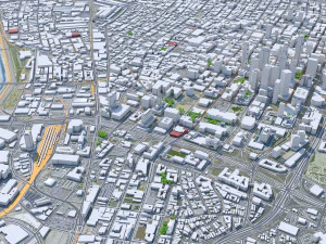 Los Angeles downtown city California USA 8km 3D Model