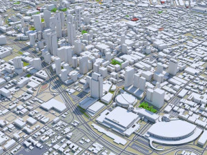 Los Angeles downtown city California USA 8km 3D Model